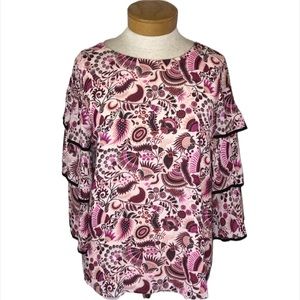 Loft ruffle long sleeve top XS